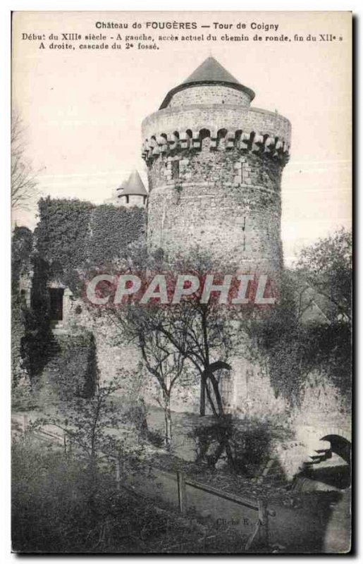 Old Postcard Chateau de Fougeres Tour de Coigny Skip century XIII A Ganche ac...