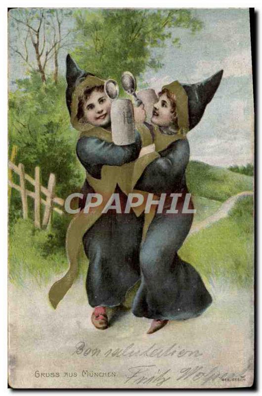 VINTAGE POSTCARD Beer Brewery Children Gruss aus Munchen