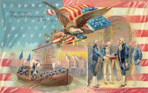 WASHINGTON OATH OF OFFICE NEW YORK TUCK PATRIOTIC POSTCARD (c 1909)