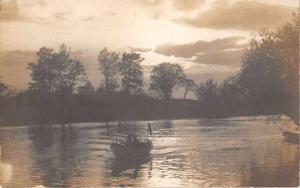 Presumpscot River Maine Moonlight People in Boat Real Photo Postcard J66675