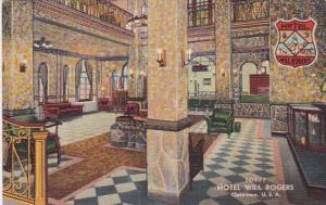 Oklahoma Claremore Hotel Will Rogers Lobby Curteich