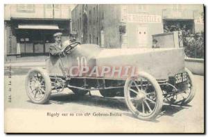 Old Postcard Automotive Rigoly on its 110 hp Gobron Brillie