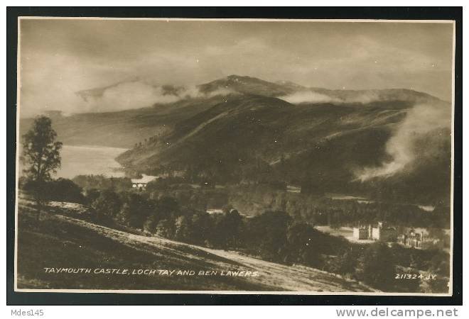 Taymouth Castle Loch Tay and Ben Lawers Scotland Valentines Real Photo Postcard