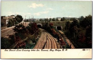 Postcard NY Bay Ridge - Sea Beach Line Crossing 64th Street Tunnel rail road