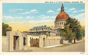 Main Gate US Naval Academy Annapolis Maryland linen postcard