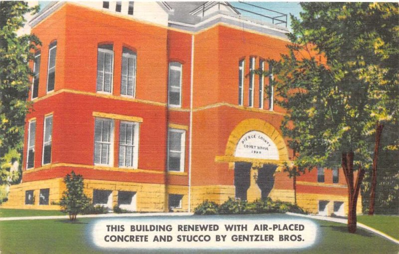 Pierce Nebraska Courthouse Concrete Stucco Advertising Vintage Postcard AA69821