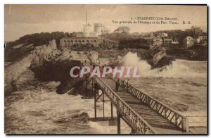 Old Postcard General view of Biarritz Atalaye and the Old Port