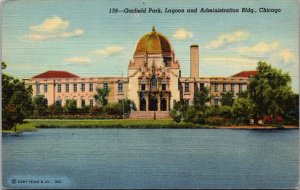 Illinois Chicago Garfield Park Lagoon and Administration Building Curteich