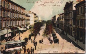 Tunisia Tunis Avenue de France Vintage Postcard C156