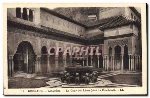 Postcard Modern Granada Alhambra Court of the Lions from the west coast