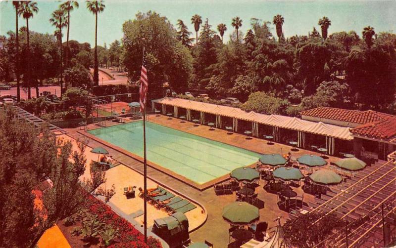 Los Angeles California pool scene Beverly Hills Hotel vintage pc ZA440648