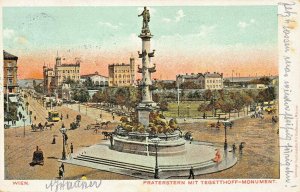 WIEN VIENNA AUSTRIA~PRATERSTERN mit TEGETTHOFF-MONUMENT~1906 PSMK POSTCARD