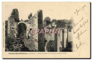 Old Postcard Lussac les Chateaux Bridge Gate of & # 39ancien feudal chaetau