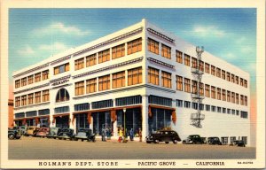 Linen Postcard Holman's Department Store in Pacific Grove, California