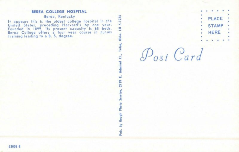 Postcard Berea College Hospital Kentucky