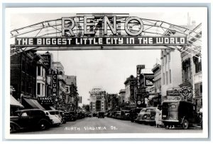 Reno NV Postcard RPPC Photo Reno Biggest Little City In The World Reno Club