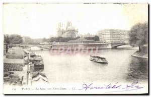 Old Postcard Paris Seine to Notre Dame