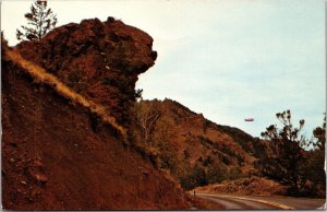 Postcard WY Cody rock formation Laughing Pig Buffalo Bill Highway