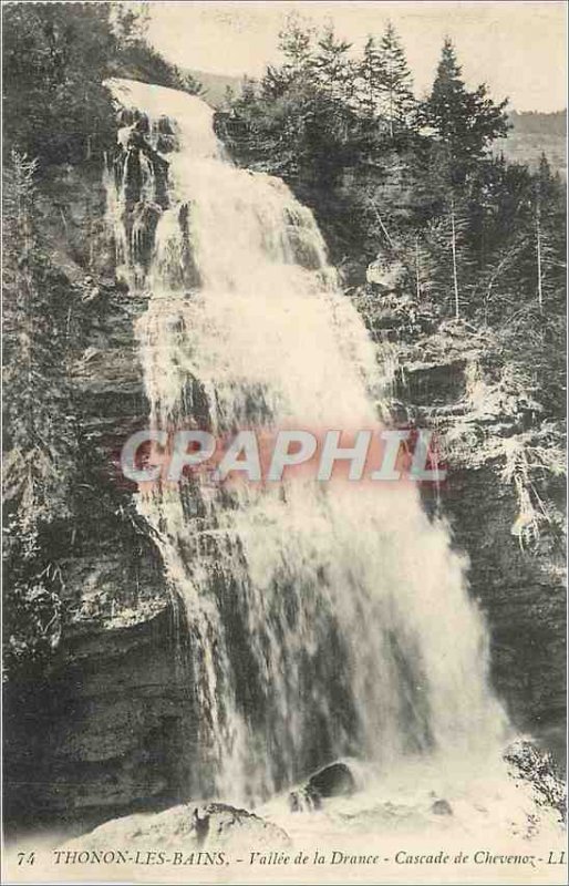 Old Postcard Thonon les Bains Vallee de Drance Cascade Chevenoz
