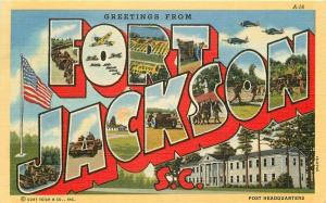 Central News Fort Jackson 1940s Military Base large Letters Postcard Teich 5975