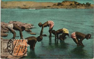 PC EGYPT, CAIRO, PÃCHEURS DE CROCODILES, Vintage Postcard (b39394)