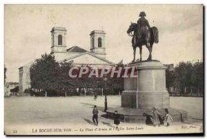 Old Postcard La Roche Sur Yon Place D Armes And & # 39Eglise St. Louis Napole...