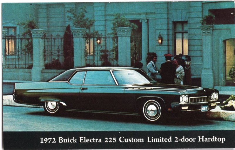 Classic Dealer Car Postcard 1972 BUICK Electra 225 Custom Limited 2-door Hardtop