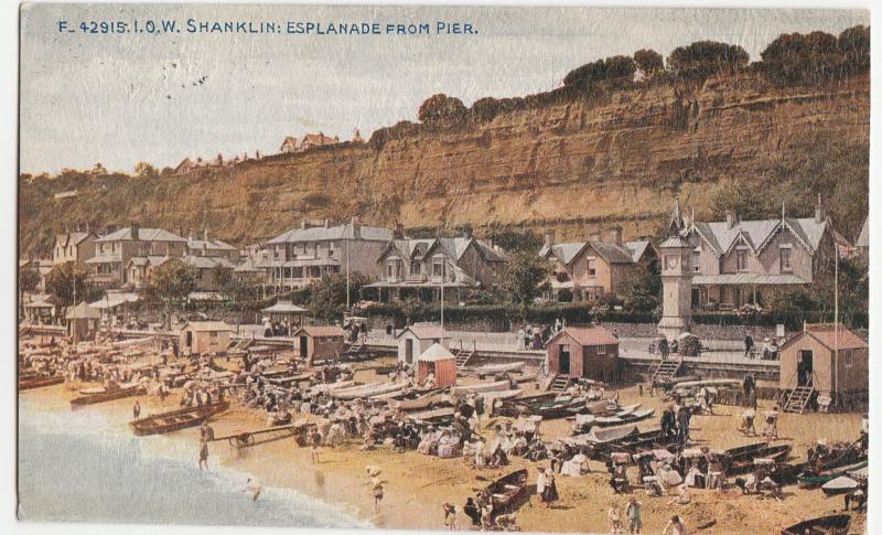 Shanklin Esplanade from Pier IOW Isle of Wight vintage Postcard c1910