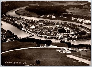 Wasserburg Am Inn/Obb Germany Island Buildings Real Photo RPPC Postcard