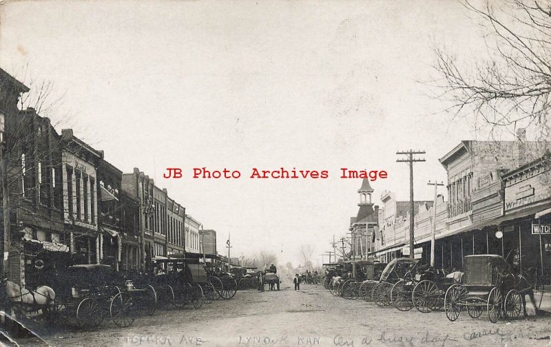 KS, Lyndon, Kansas, RPPC, Topeka Avenue, Business Section, 1909 PM, Photo