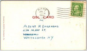 1936 QSL Radio Card Code W8KHG Kane Pennsylvania Amateur Station Posted Postcard