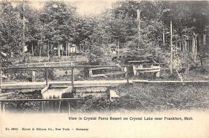 Frankfort Michigan~Crystal Pantz Resort-Bridge & Waterfall~Crystal Lake~c1910 Pc