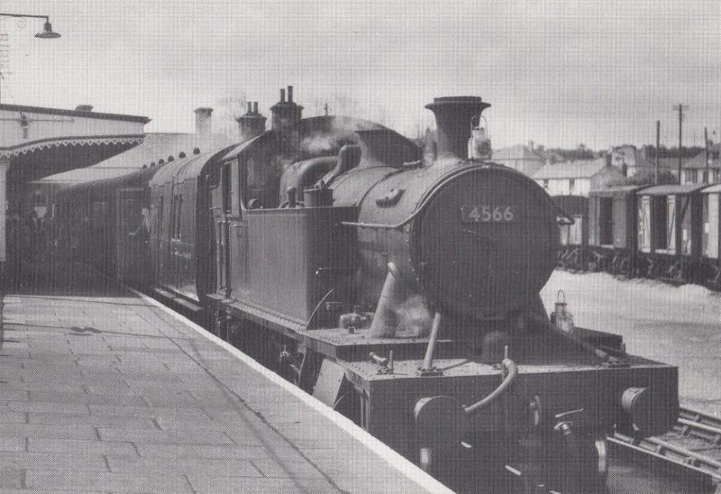 St Ives Train Engine 4566 at St Erth Station in 1960 Railway Postcard