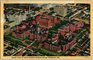 Aerial View Postcard John Hopkins Hospital Group Baltimore MD Postmarked 1955