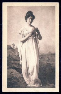 'Meditation' Young Lady Looking at Globe Used 1914