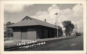 Humboldt Nebraska NE CB&Q RR Train Station Depot Real Photo Postcard
