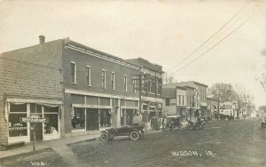 Postcard RPPC 1911 Iowa Hudson Street View automobiles Cook 23-12610