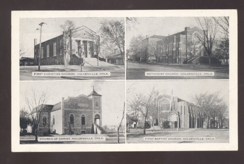 HOLDENVILLE OKLAHOMA BAPTIST METHODIST CHURCH MULTI VIEW VINTAGE POSTCARD