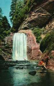 Vintage Postcard Glass Falls in Pisagah National Forest Western North Carolina