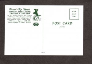 AZ Round Up Motel Restaurant Coffee Shop Tucson Arizona Postcard Pool