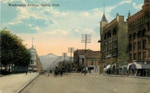 c1910 Postcard; Ogden UT Washington Street Scene Horsedrawn era, Unposted