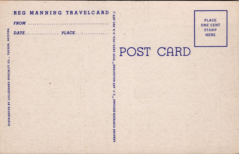 Large Letter Howdy from the land of the Giant Cactus-Reg Manning Travel Card 12