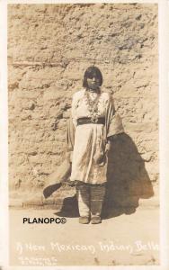 NEW MEXICAN INDIAN BELLE-EARLY 1900'S RPPC REAL PHOTO POSTCARD