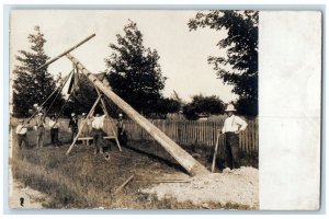 c1910's RR Linemen Occupational Telegraph Pole View Canada RPPC Photo Postcard