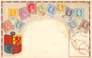 China India Ceylon Persia Afghanistan stamp border antique pc Z31229