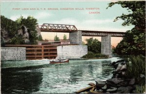 Kingston ON First Lock Bridge 1907 Neepawa MB Duplex Cancel Postcard E82 *as is
