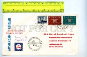 255024 Netherlands KLM Airlines Amsterdam Abidjan First flight 1963 postmark