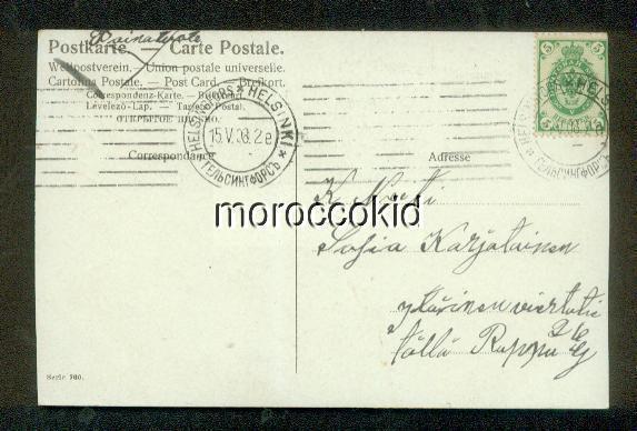 LOVELY USED FINLAND POSTCARD w HELSINKI 15.V.08 POSTMARK UN-NAMED HOLIDAY