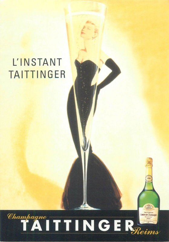 Champagne Taittinger Reims advertising poster modern postcard