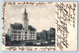 Stuttgart Baden-Württemberg Germany Postcard The New Town Hall 1905 Posted